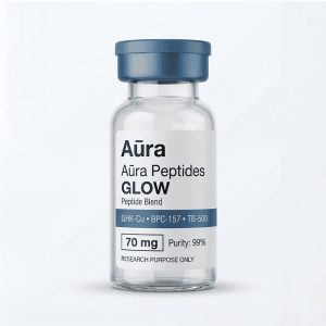 Aura Peptides Glow peptide supplement for skin radiance and glow enhancement.