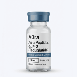 Aūra Peptides GLP-2 supplement vial for gut health and regeneration.