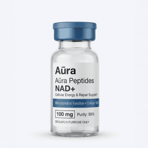 NAD+ supplement by Aūra Peptides for cellular energy and repair support.