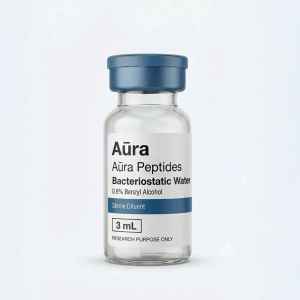Sterile bacteriostatic water for peptide reconstitution, 3 mL vial.