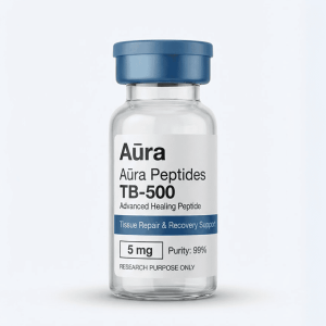 Aūra Peptides TB-500 vial for tissue repair and recovery support.